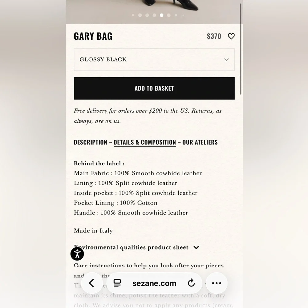 Sezane Gary in Gloss Black Leather Bag - Picture 8 of 8